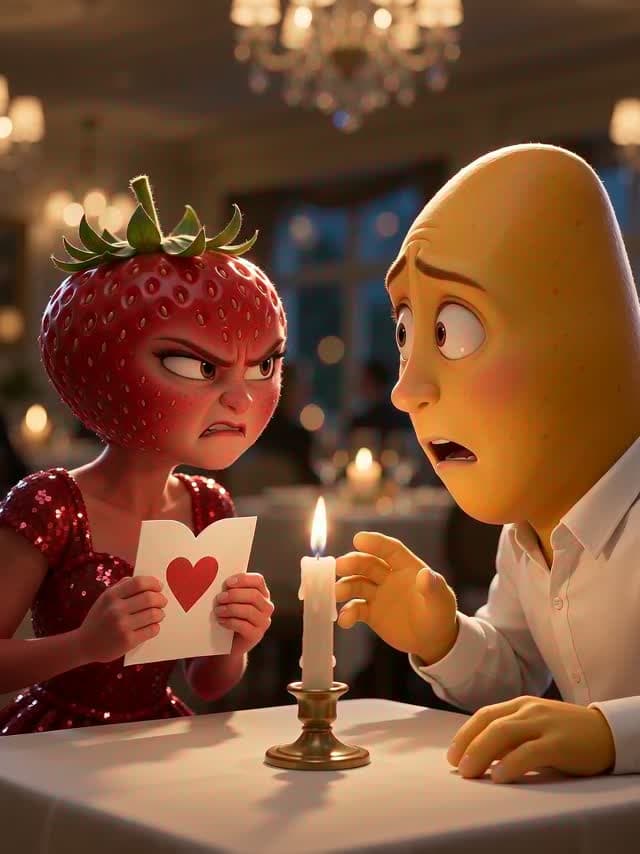 Expressive fruit characters in the published jealousy drama video